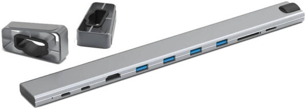 Hama Connect2Office Basic Hub Docking Station with USB-C, Removable Feet, 9 Connections, Laptop, Tablets, iPad, MacBook, iMac Compatible, Silver Metal Finish - Image 2