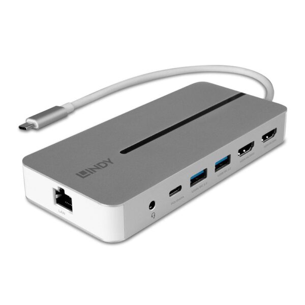 LINDY 43360 DST-Mx Duo USB-C Laptop/MacBook Mini Docking Station with Dual Display (4K) & 100W Pass-Through Charging - Image 2