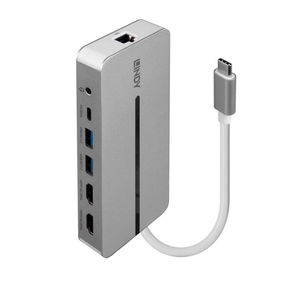 LINDY 43360 DST-Mx Duo USB-C Laptop/MacBook Mini Docking Station with Dual Display (4K) & 100W Pass-Through Charging - Image 3