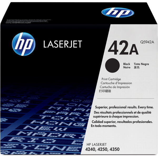 Genuine HP Q5942A 42A LaserJet Black Print Cartridge (10,000 Pages) for HP LaserJet 4240, LaserJet 4250, LaserJet 4350 Printers