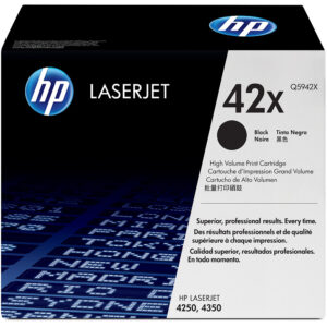 Genuine HP Q5942X 42X Black LaserJet Print Cartridge (20,000 Pages) for HP LaserJet 4250, LaserJet 4350 Printers